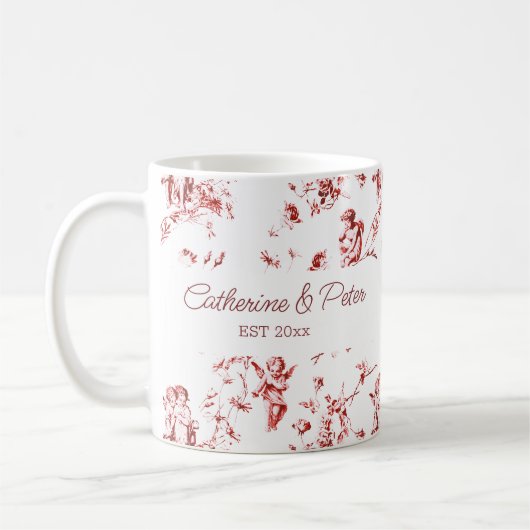 Niedlicher Vintager Engel mit Blumenmuster Roter T Kaffeetasse (Links)