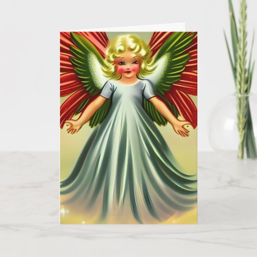 Niedlicher Vintager Engel Weihnachtsblank im Inner Feiertagskarte (Vorderseite)
