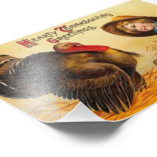 Niedlicher Vintager Erntedank Gruß Fotodruck (Ecke)