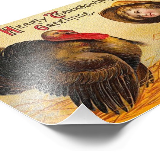 Niedlicher Vintager Erntedank Gruß Fotodruck (Ecke)