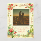 NIEDLICHER VINTAGER FLORALRAHMEN MIT SCHNELLER LIE POSTKARTE (Vorderseite)