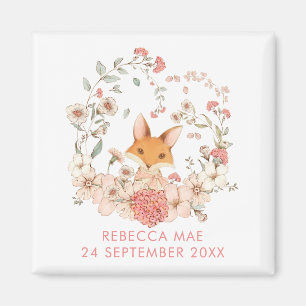 Niedlicher Vintager Fox Botanicals Name Geburtsdat Magnet