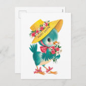 niedlicher Vintager Froschvogel Feiertagspostkarte (Vorne/Hinten)