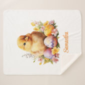 Niedlicher Vintager Frühjahrsküken in Eiern Sherpadecke (Vorderseite (Horizontal))