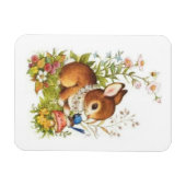 Niedlicher Vintager Frühlingshunger Osterhase in B Magnet (Horizontal)