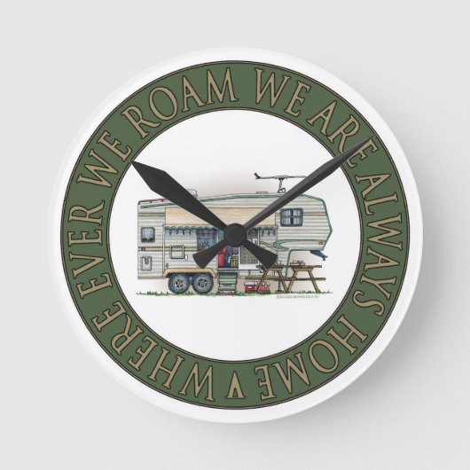 Niedlicher Vintager fünftes Runde Wanduhr (Vorderseite)