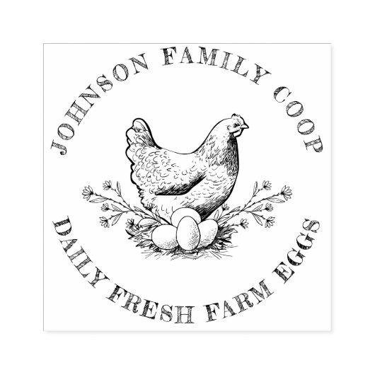 Niedlicher Vintager, handgezeichnet Hennenhähnchen Gummistempel (Prägung)