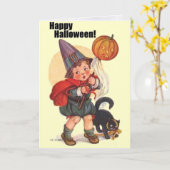 Niedlicher Vintager Happy Halloween Trick oder Tre Karte (Gelbe Blume)