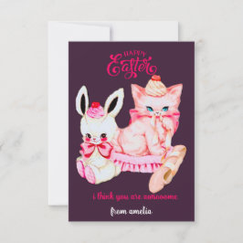 niedlicher Vintager Hase für Schulfreunde - Frohe Mitteilungskarte