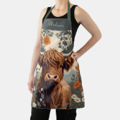 Niedlicher Vintager Highland Cow Personalisierter Schürze (InSitu)