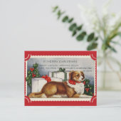 Niedlicher Vintager Hund Frohe Weihnachten Postkarte (Stehend Vorderseite)