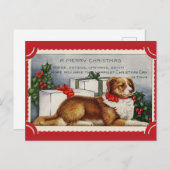 Niedlicher Vintager Hund Frohe Weihnachten Postkarte (Vorne/Hinten)