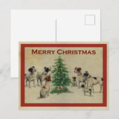 Niedlicher Vintager Hund Frohe Weihnachten Postkarte (Vorne/Hinten)