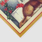 Niedlicher Vintager Hund Frohe Weihnachten Seidenpapier (Ausschnitt)