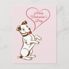 Niedlicher Vintager Hund Happy Valentines Day Pink Postkarte