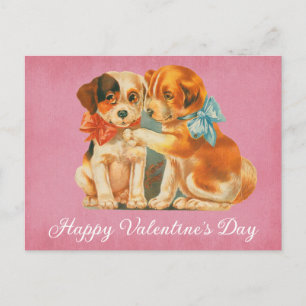 Niedlicher Vintager Hund Happy Valentines Day Postkarte