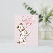 Niedlicher Vintager Hund Happy Valentines Day Postkarte (Stehend Vorderseite)