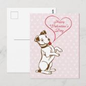 Niedlicher Vintager Hund Happy Valentines Day Postkarte (Vorne/Hinten)