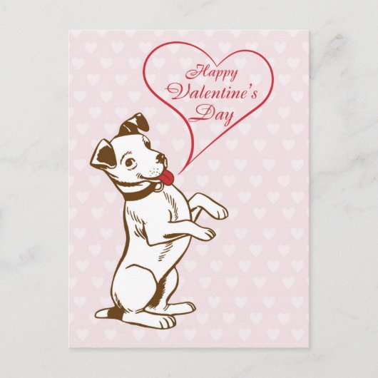 Niedlicher Vintager Hund Happy Valentines Day Postkarte (Vorderseite)