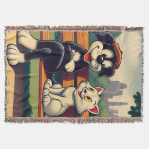 Niedlicher, Vintager Hund/Kater-Cartoon Decke