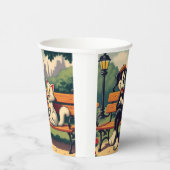 Niedlicher, Vintager Hund/Kater-Cartoon Pappbecher (Rechts)