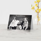 Niedlicher Vintager Hund Neue Babygratulation Karte (Gelbe Blume)