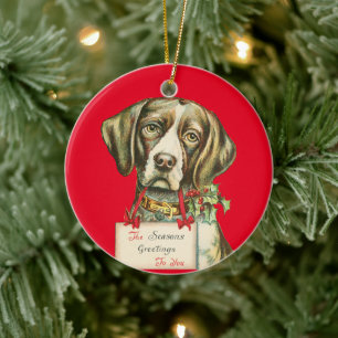 Niedlicher Vintager Hund Weihnachten Keramik Ornament