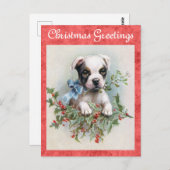 Niedlicher Vintager Hund Weihnachtsgrüße Postkarte (Vorne/Hinten)