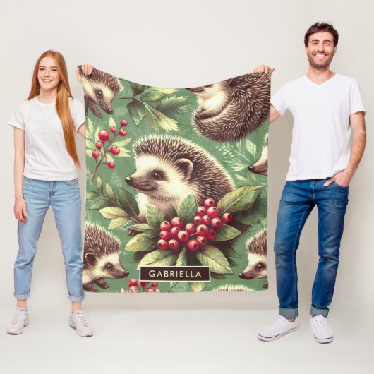 Niedlicher Vintager Igel Muster Fleecedecke (Beispiel)