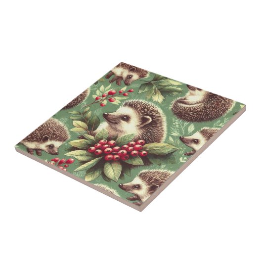 Niedlicher Vintager Igel Muster Fliese (Seite)
