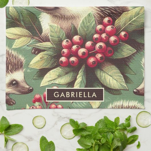 Niedlicher Vintager Igel Muster Geschirrtuch (Gefaltet)