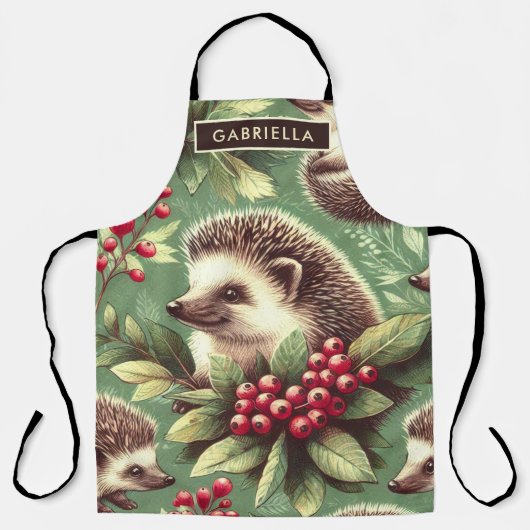 Niedlicher Vintager Igel Muster Schürze (Vorderseite)