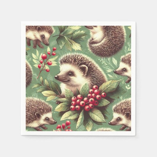 Niedlicher Vintager Igel Muster Serviette (Vorderseite)