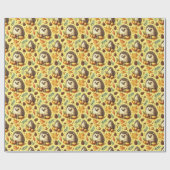 Niedlicher Vintager Igel Nahtloses Muster Geschenkpapier (Flach)