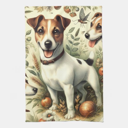 Niedlicher Vintager Jack Russell Terrier Geschirrtuch (Vertikal)