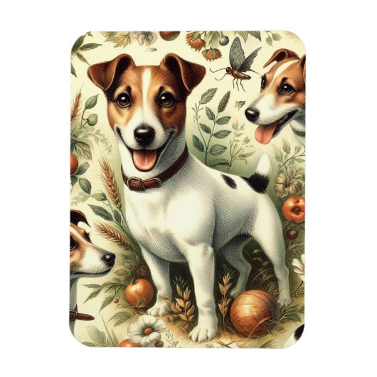 Niedlicher Vintager Jack Russell Terrier Magnet (Vertikal)