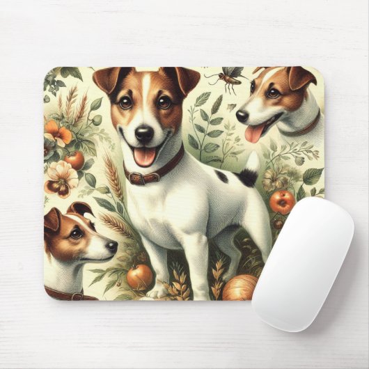 Niedlicher Vintager Jack Russell Terrier Mousepad (Mit Mouse)