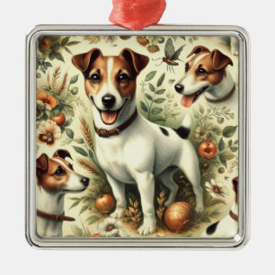 Niedlicher Vintager Jack Russell Terrier Ornament Aus Metall