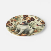 Niedlicher Vintager Jack Russell Terrier Pappteller (Schrägansicht)