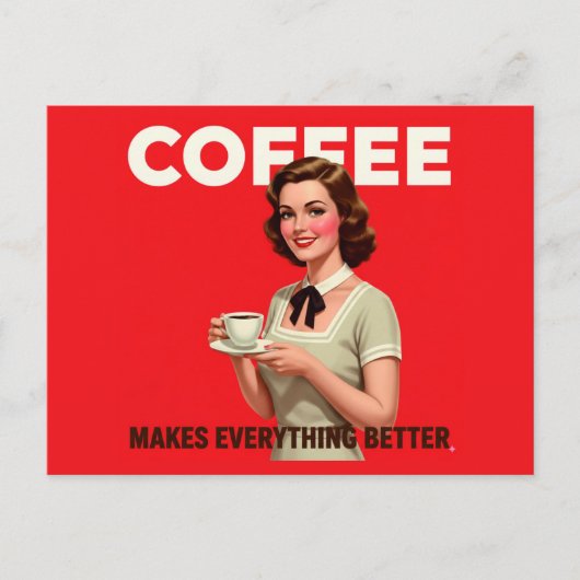 Niedlicher Vintager Kaffee macht alles besser Postkarte (Vorderseite)