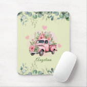 Niedlicher Vintager LKW Rosa Blumenfolie Mousepad (Mit Mouse)