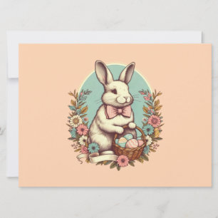 Niedlicher, Vintager Osterhase/Ei/Korb Feiertagskarte