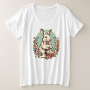 Niedlicher, Vintager Osterhase/Ei/Korb Große Größe T-Shirt