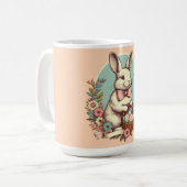 Niedlicher, Vintager Osterhase/Ei/Korb Kaffeetasse (Vorderseite Links)