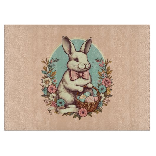 Niedlicher, Vintager Osterhase/Ei/Korb Schneidebrett (Vorderseite)