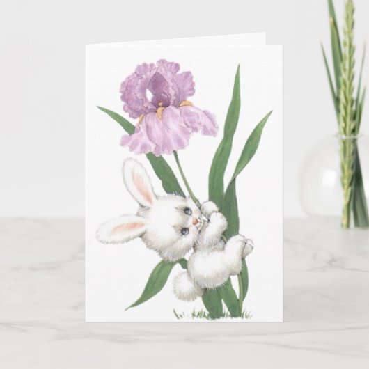 Niedlicher Vintager Osterhase Feiertagskarte (Vorderseite)