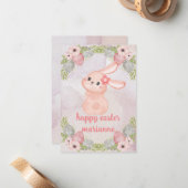 niedlicher Vintager Osterhase - Happy Oster Mitteilungskarte (Vorderseite/Rückseite Beispiel)