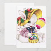 Niedlicher Vintager Osterhase mit Ei Feiertagskarte (Vorne/Hinten)
