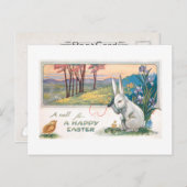 Niedlicher Vintager Osterhase mit Telefon Postkarte (Vorne/Hinten)