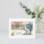Niedlicher Vintager Osterhase mit Telefon Postkarte (Stehend Vorderseite)